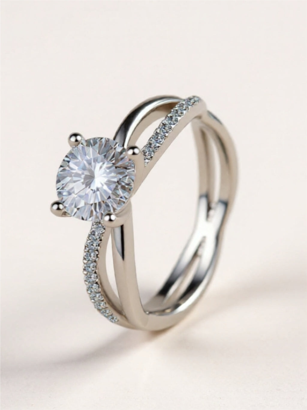 1 Carat Moissanite Crisscross 925 Sterling Silver Ring