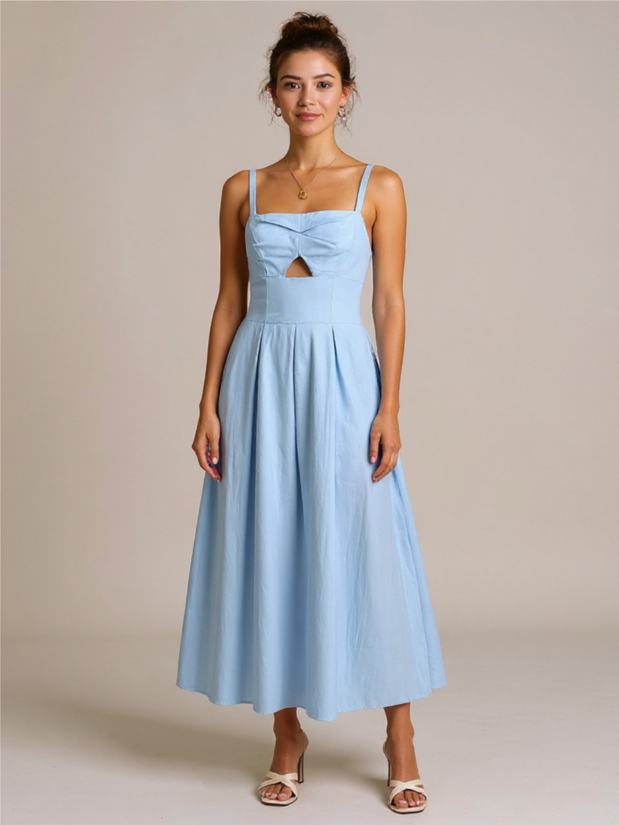 Pastel Cutout Square Neck Dress