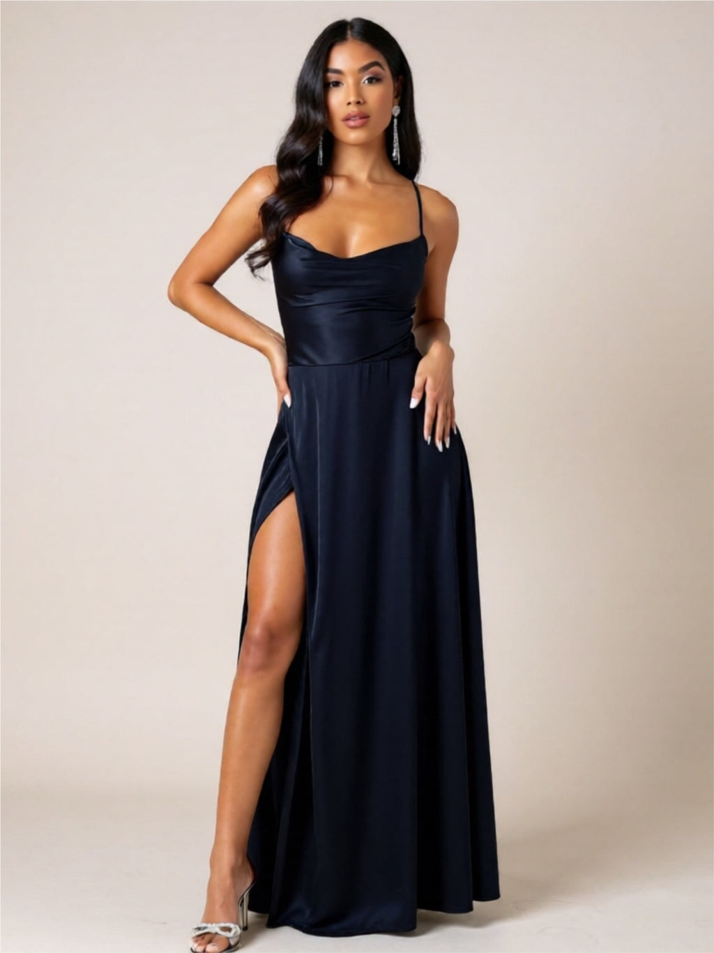 Sexy Spaghetti Strap Maxi Dress – High Slit Evening Gown