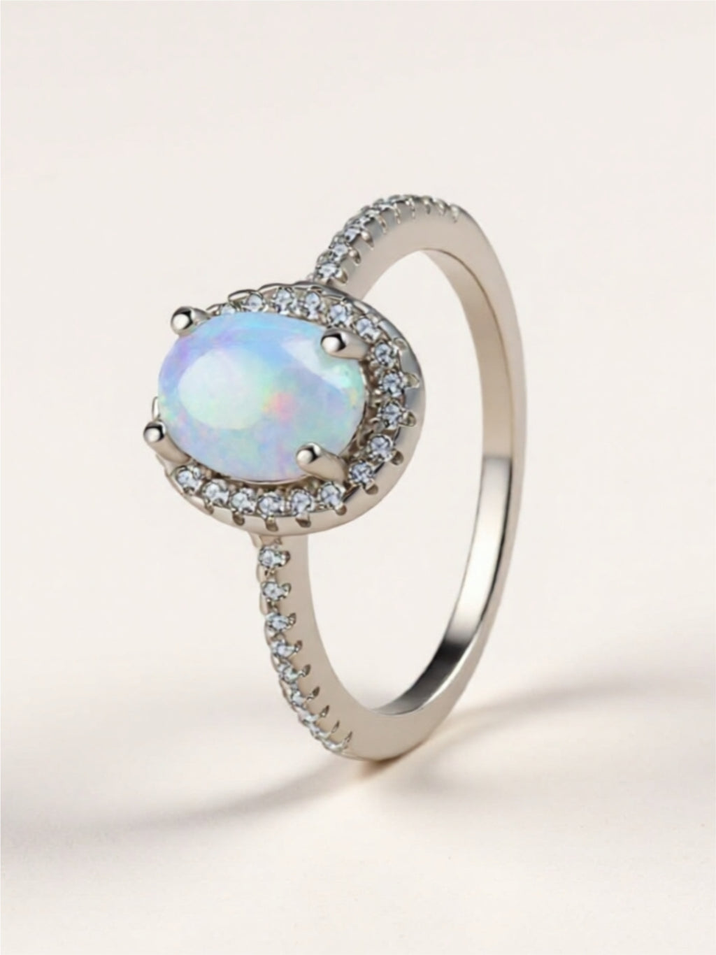Opal 925 Sterling Silver Halo Ring