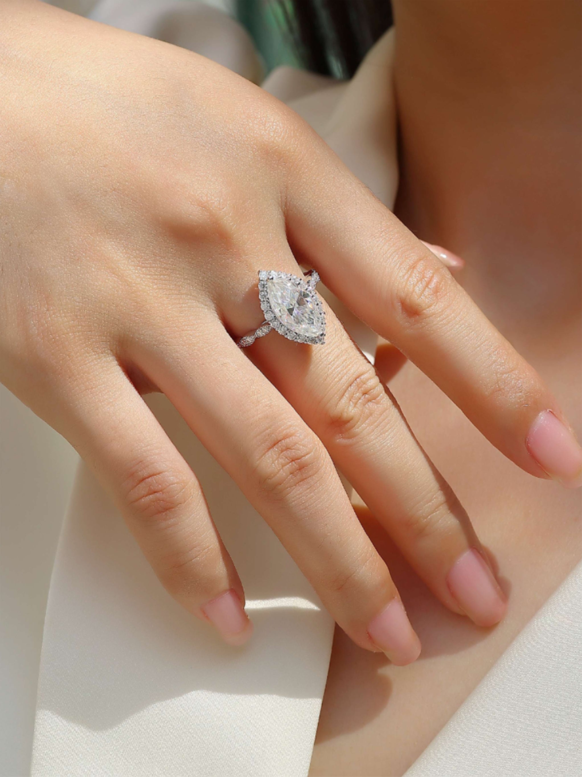 Marquise Moissanite Engagement Ring