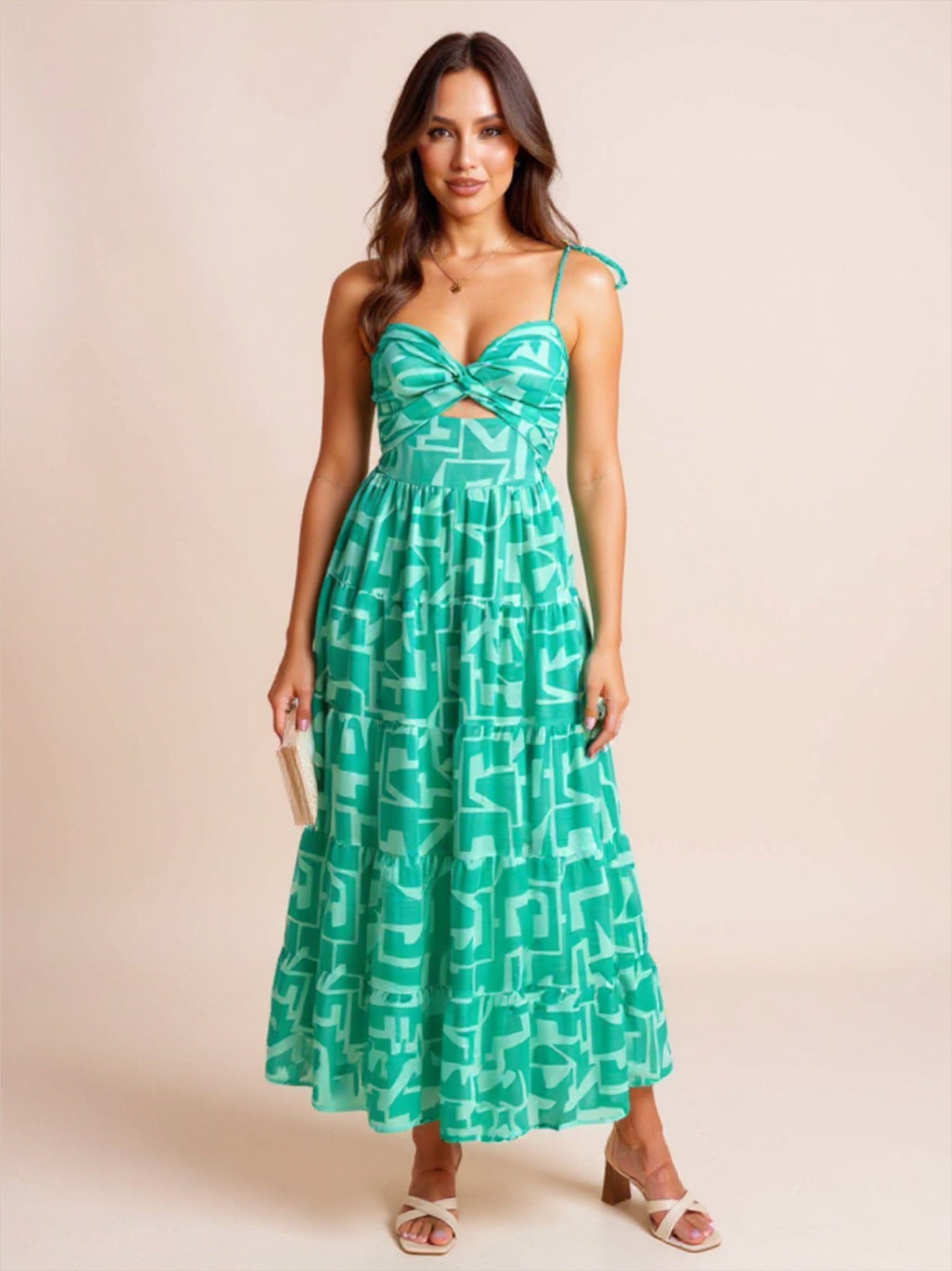 Green A-Line Maxi Dress