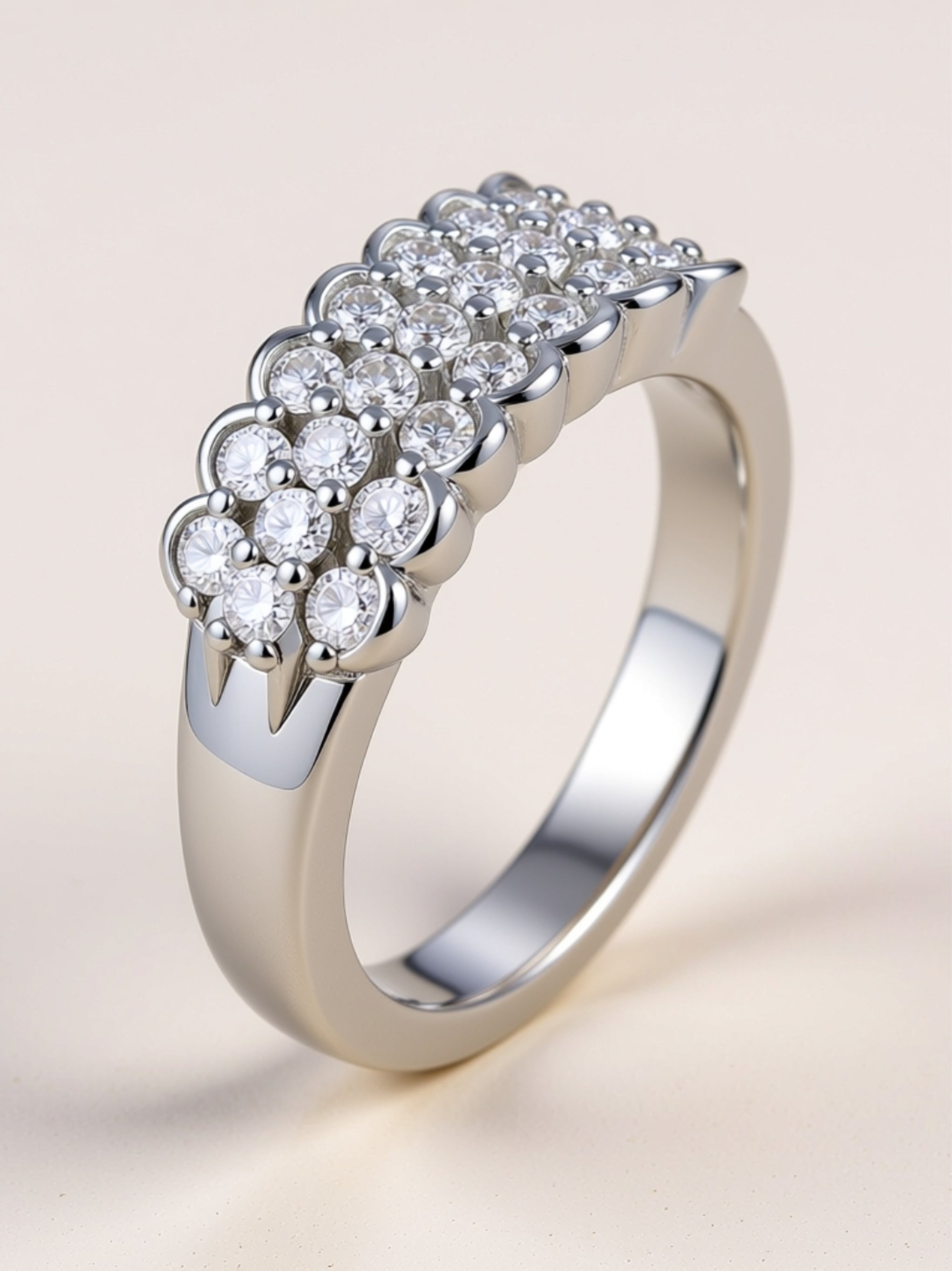 Triple Row Moissanite Band