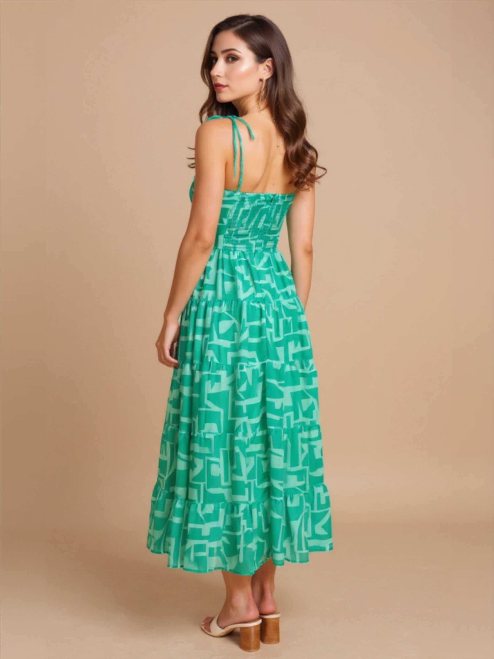 Green A-Line Maxi Dress