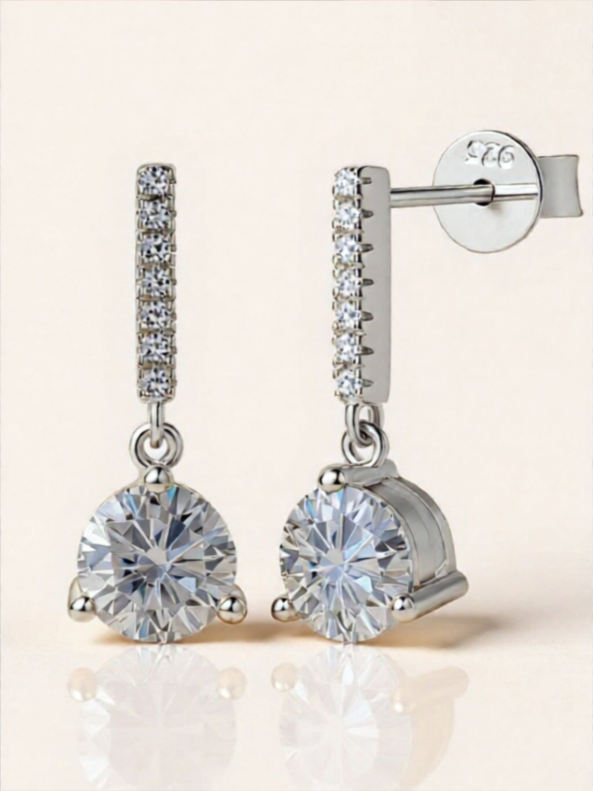 2 Carat Moissanite 925 Sterling Silver Drop Earrings