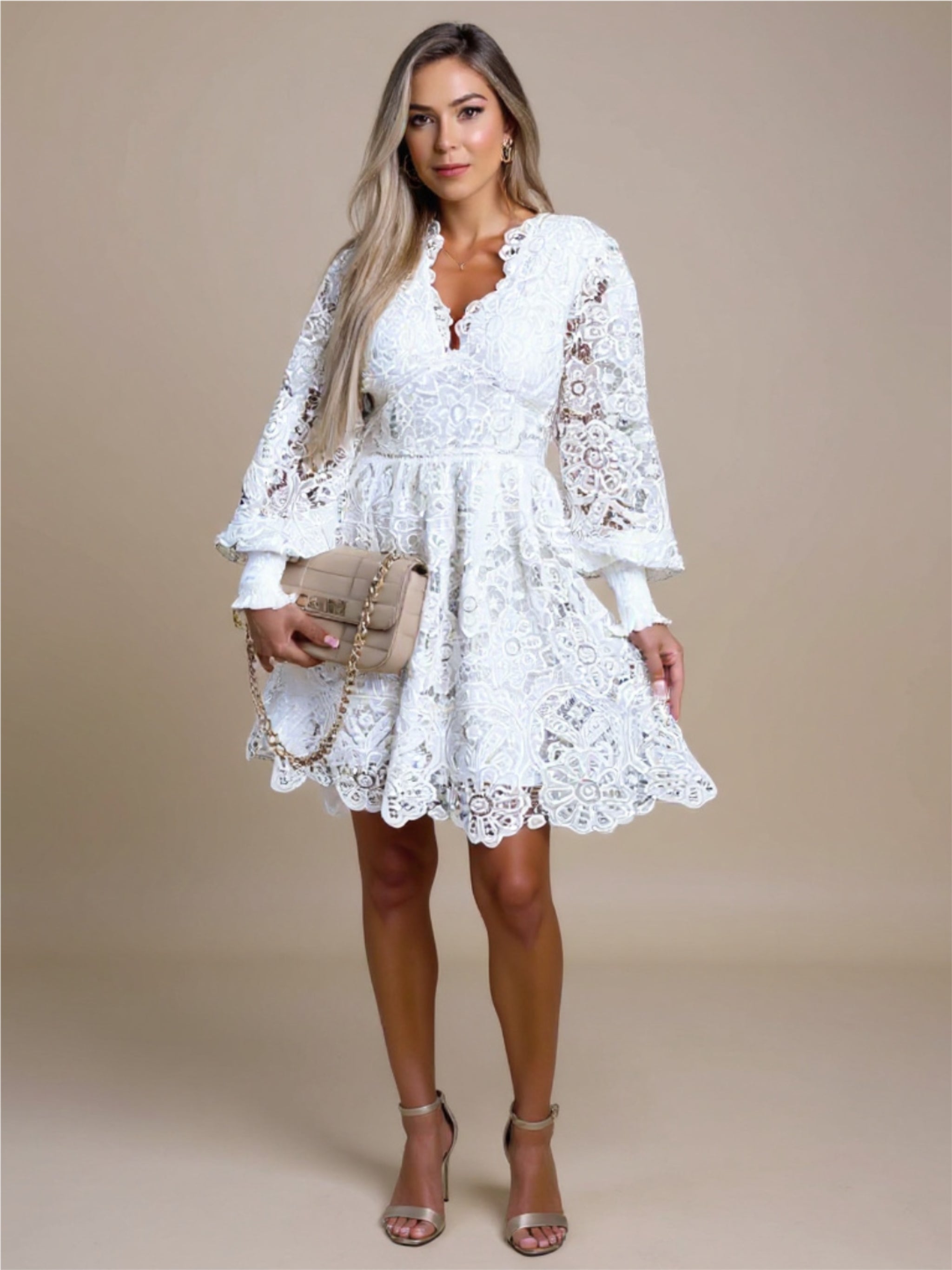 Long Sleeve Short Lace Dress