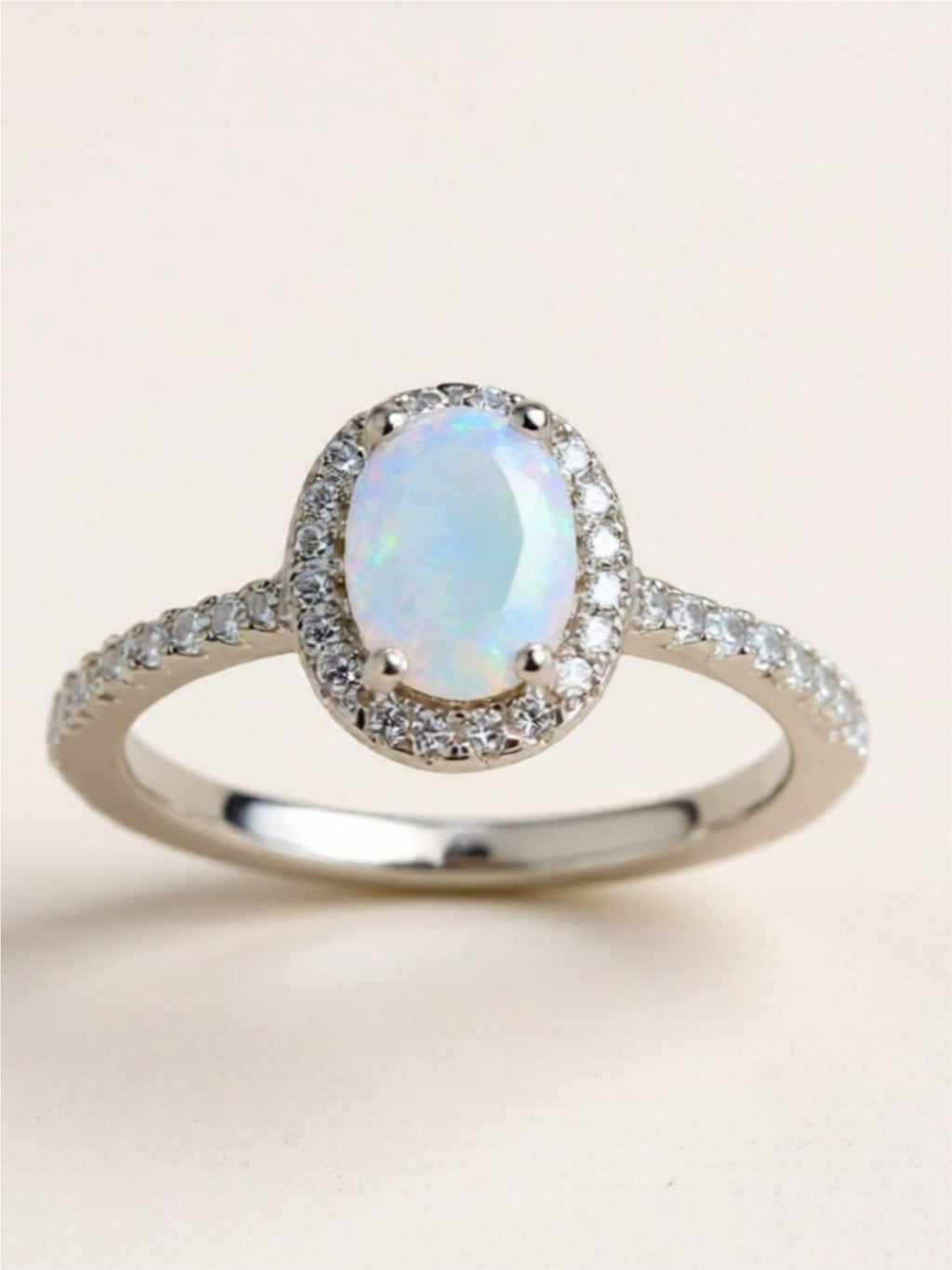 Opal 925 Sterling Silver Halo Ring