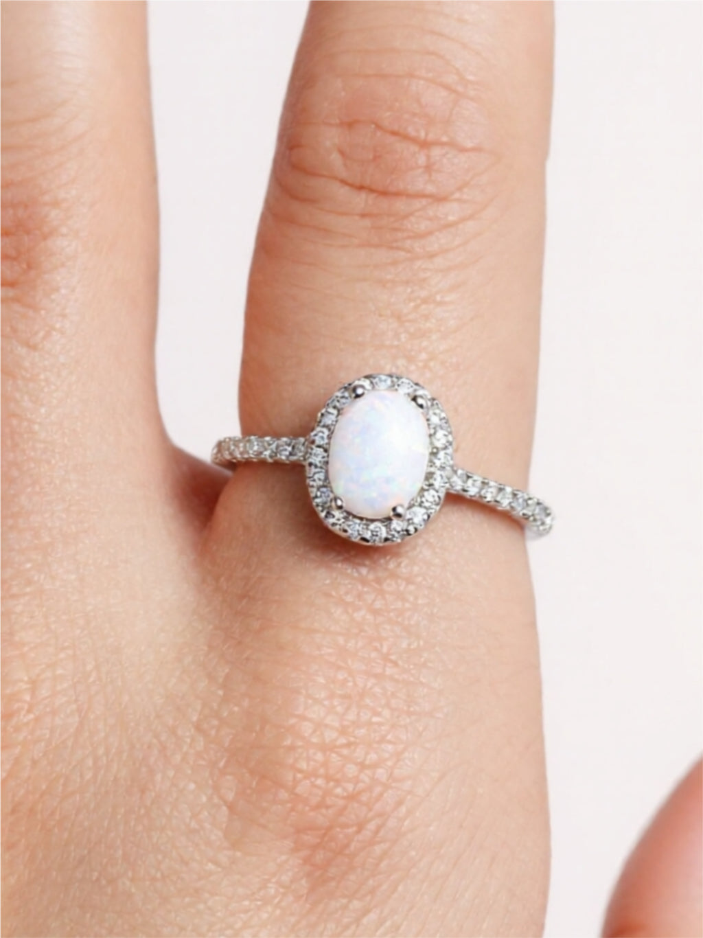 Opal 925 Sterling Silver Halo Ring