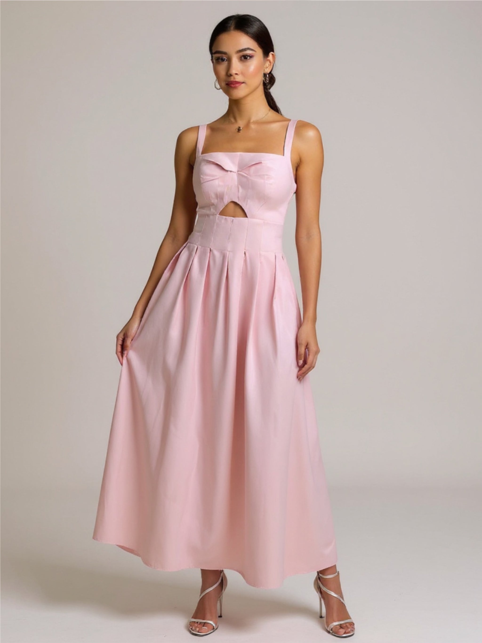 Pastel Cutout Square Neck Dress