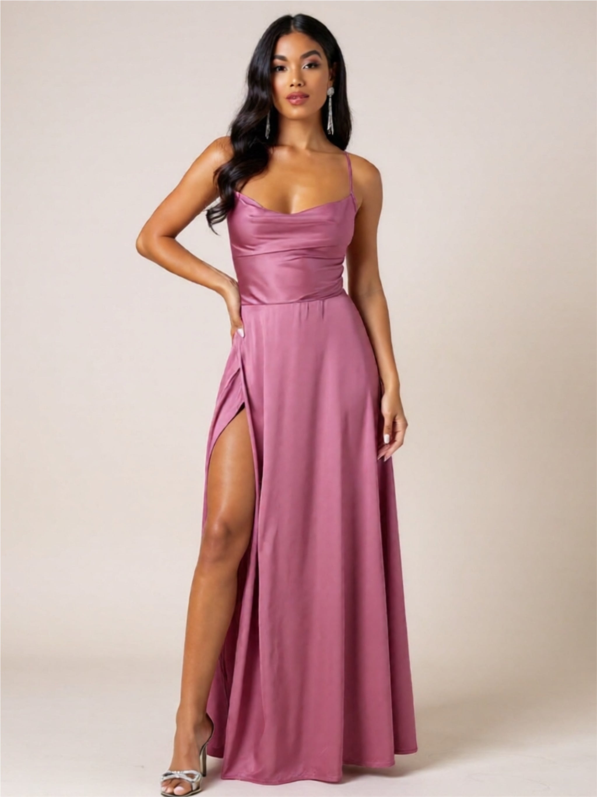 Sexy Spaghetti Strap Maxi Dress – High Slit Evening Gown