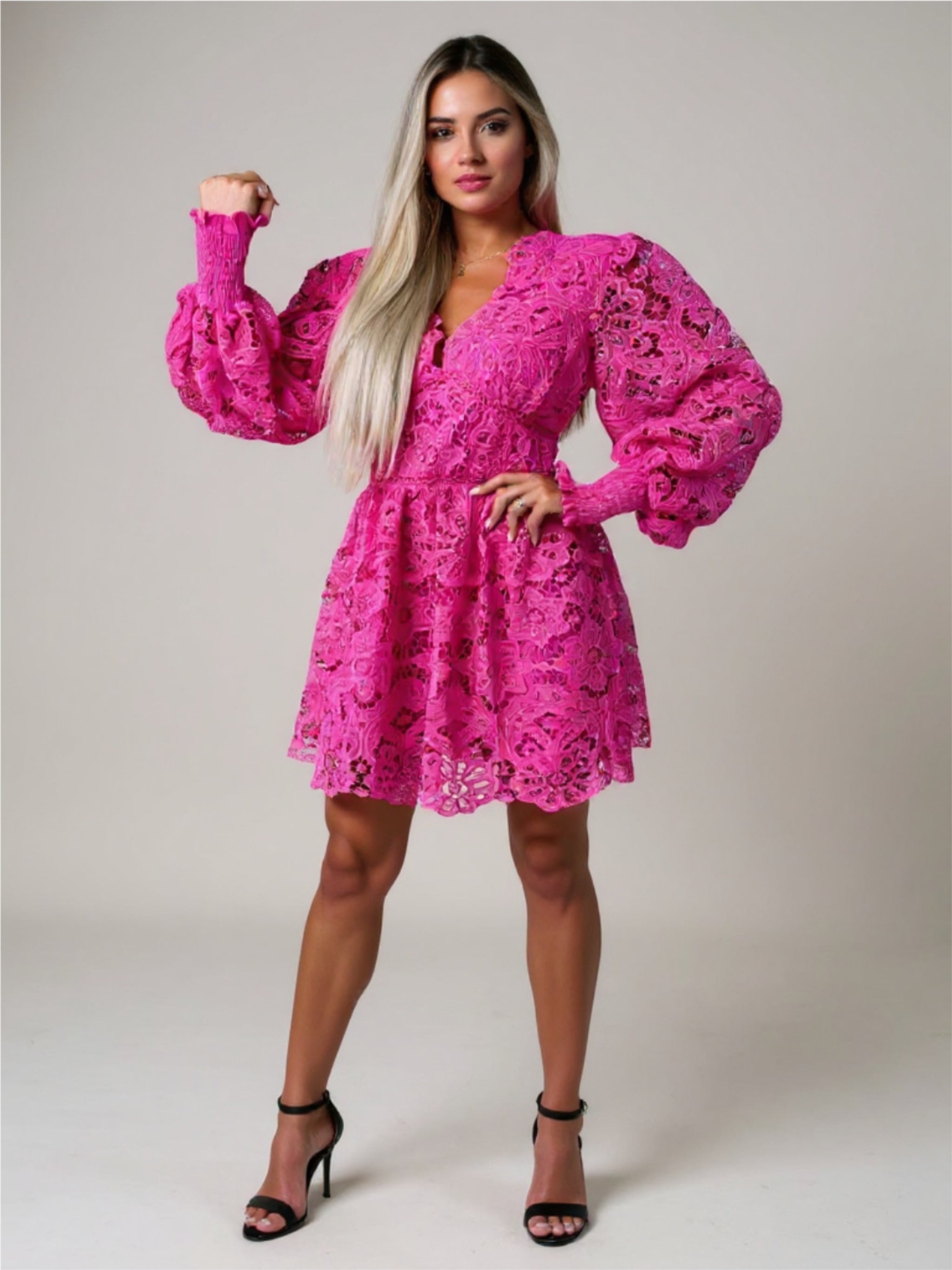 Long Sleeve Short Lace Dress