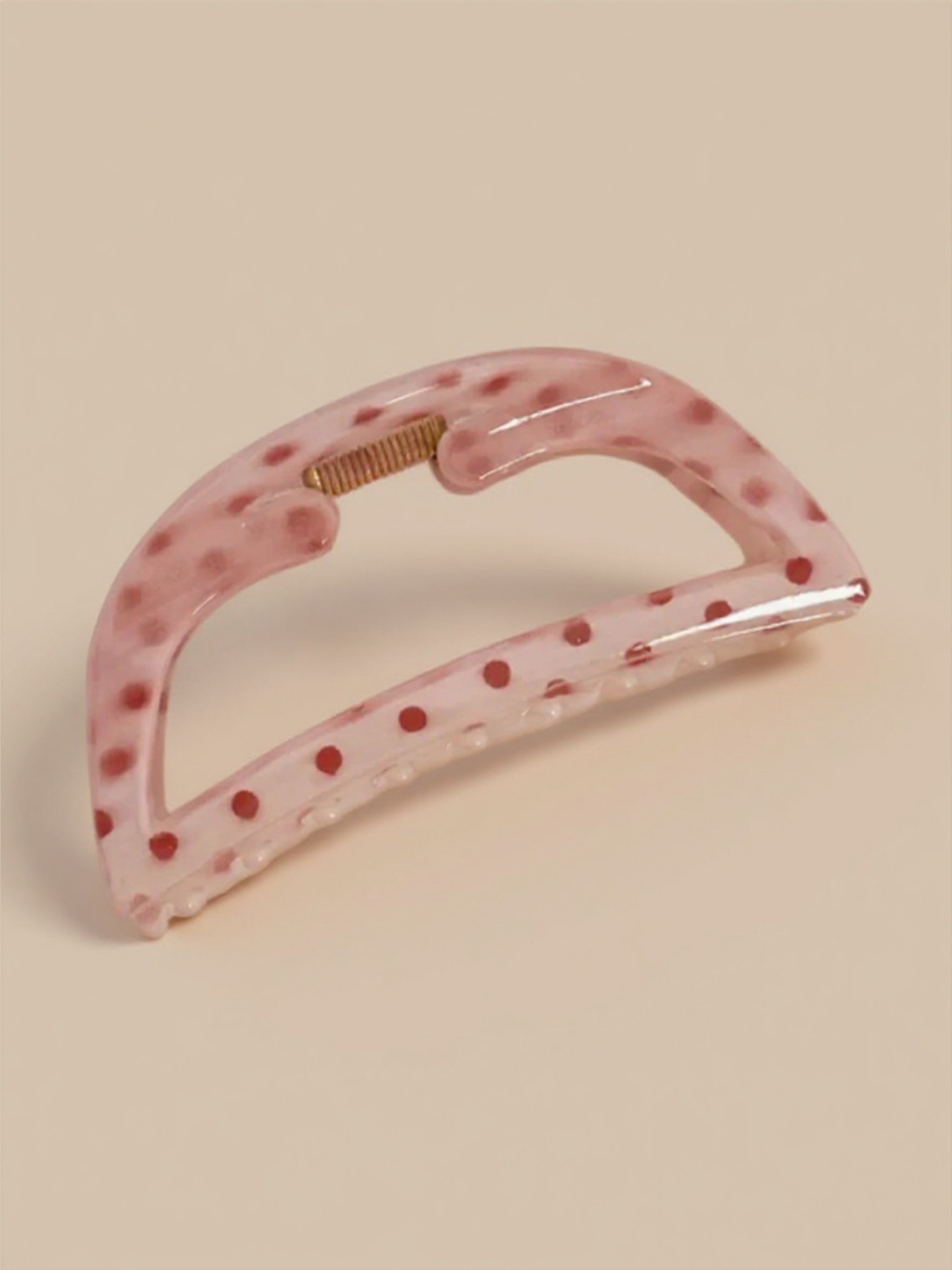 Pink Polka Dot Hair Claw Clip