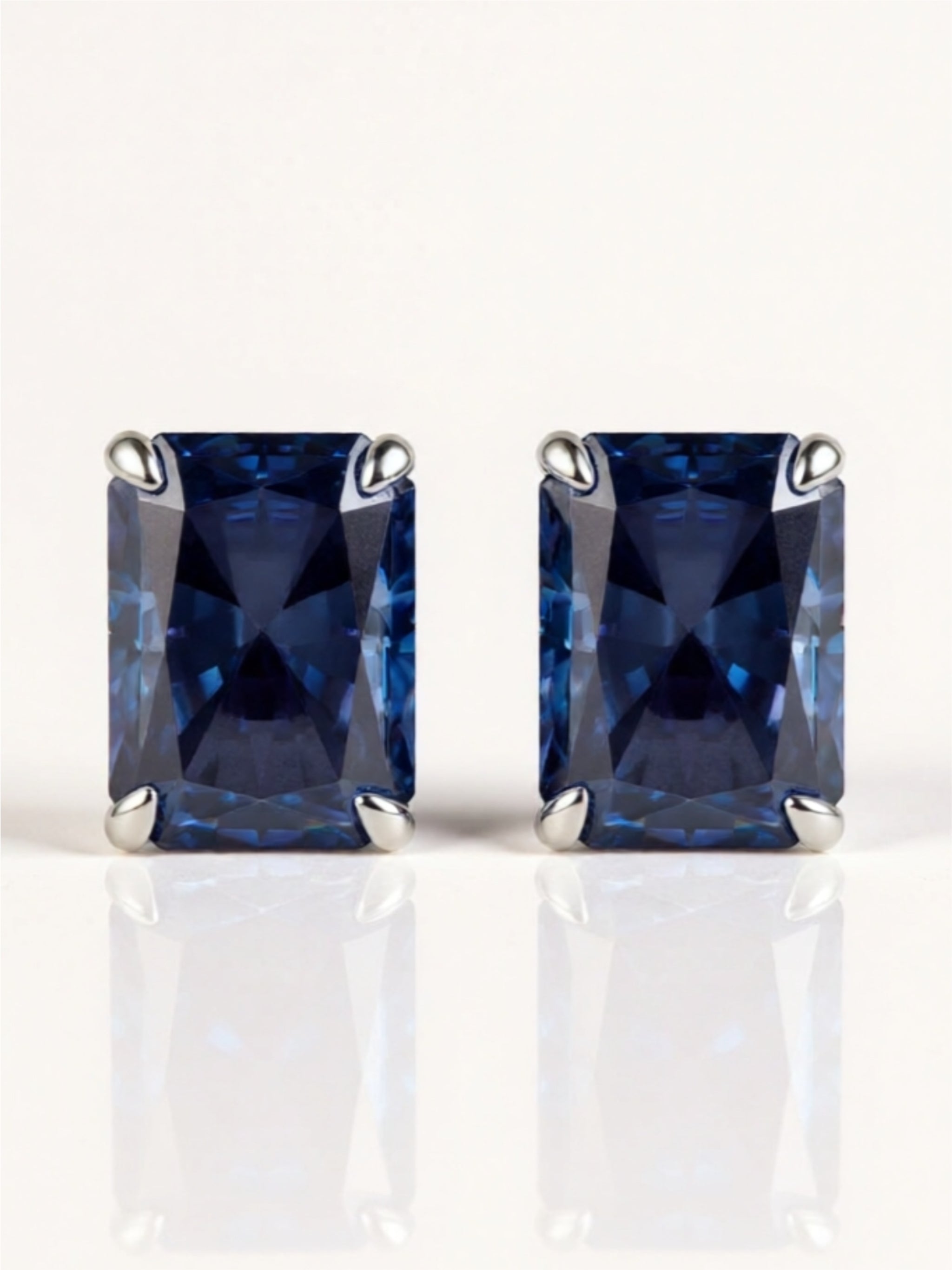 2 Carat Rectangle Moissanite 4-Prong Stud Earrings 925 Sterling Silver