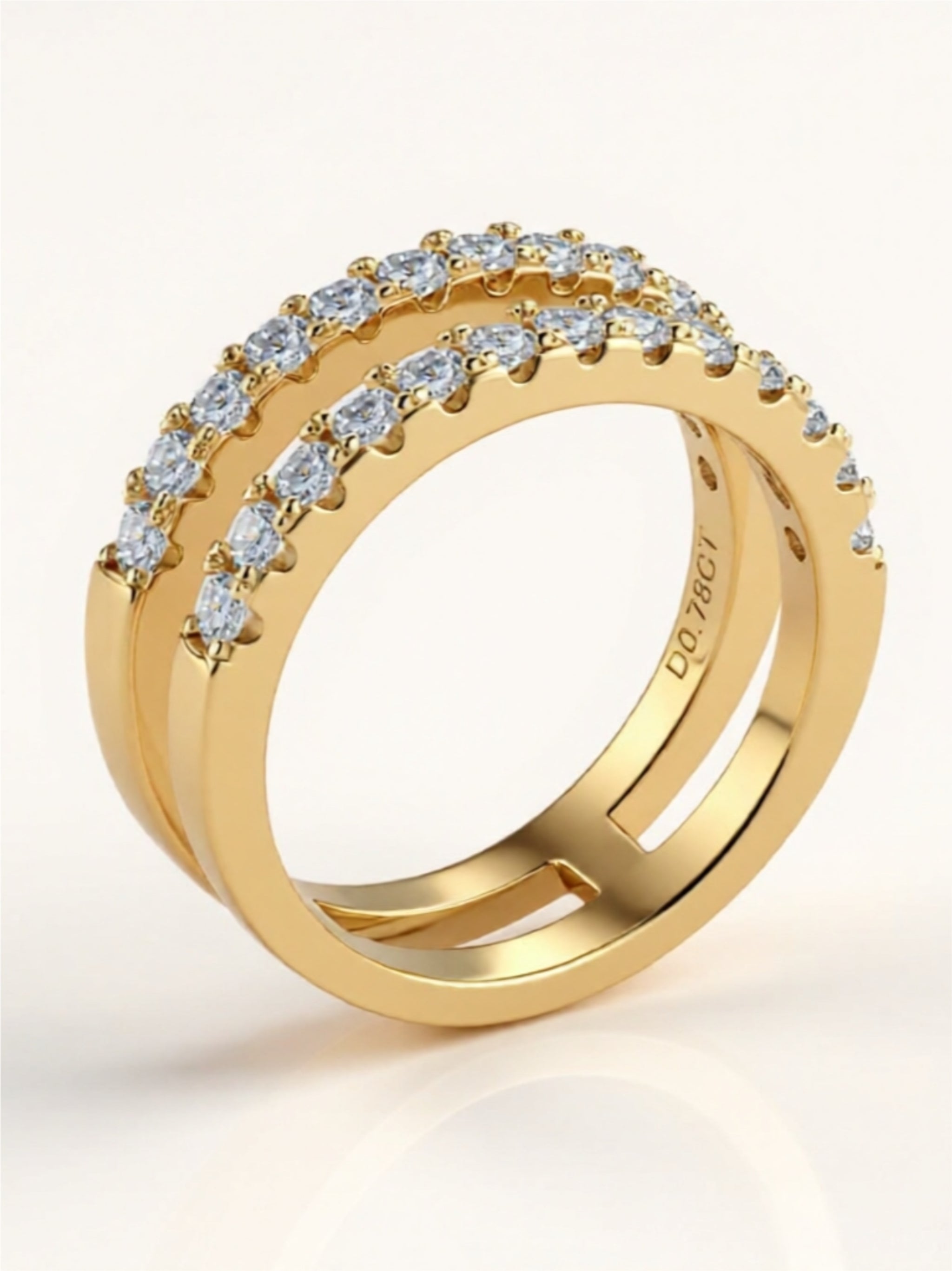 925 Sterling Silver Moissanite Double Layered Ring