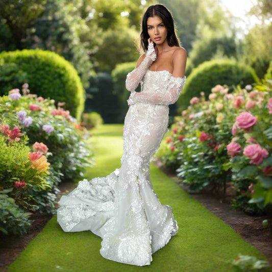 Sweetheart Lace Bridal Dress with Detachable Sleeves