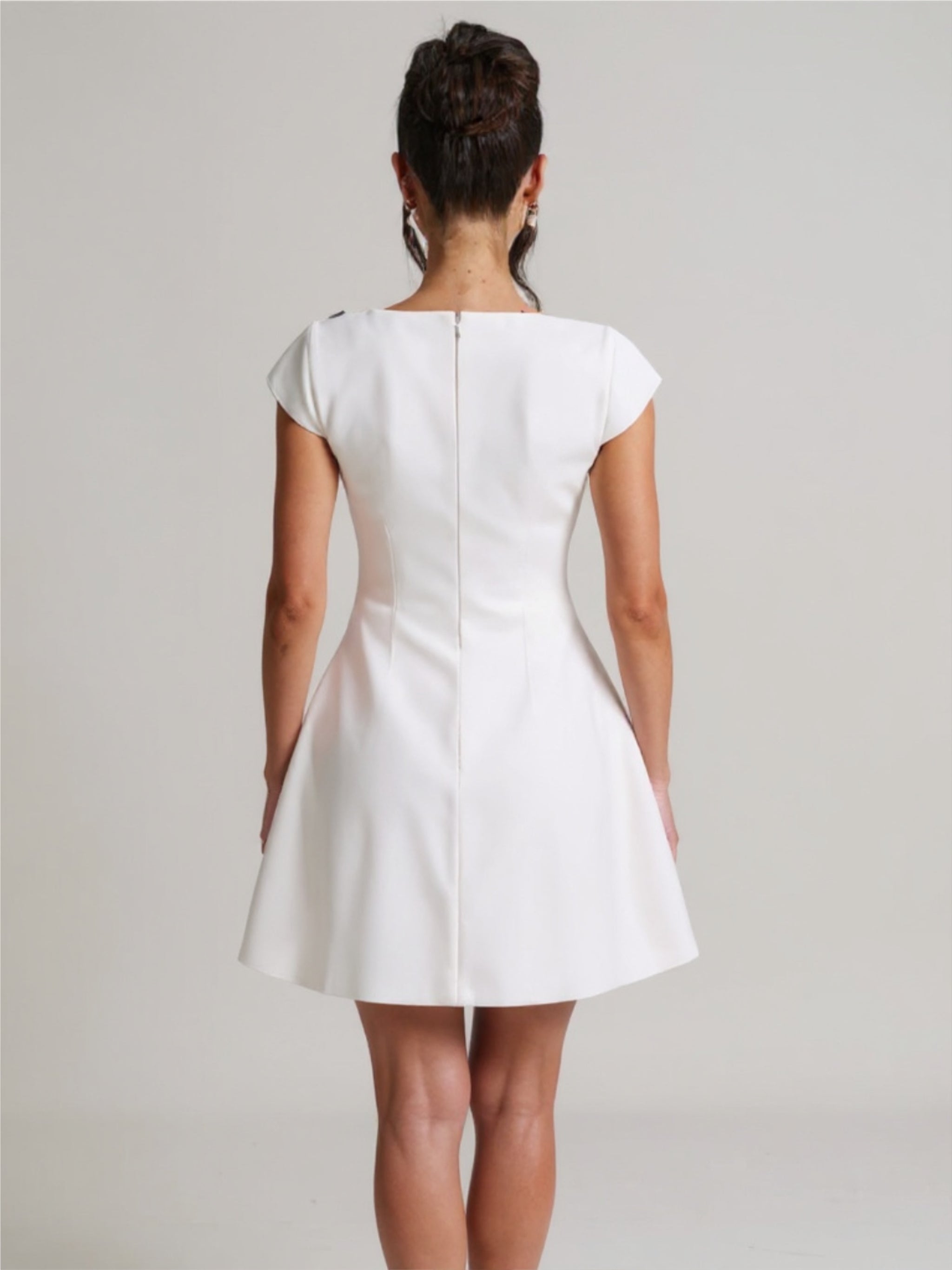 Short Sleeve Square Neck A-Line Dress