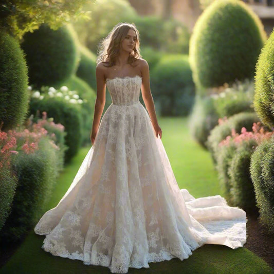 A-Line Strapless Wedding Dress