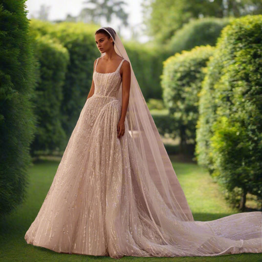 Pearl Beaded Lace Bridal Gown
