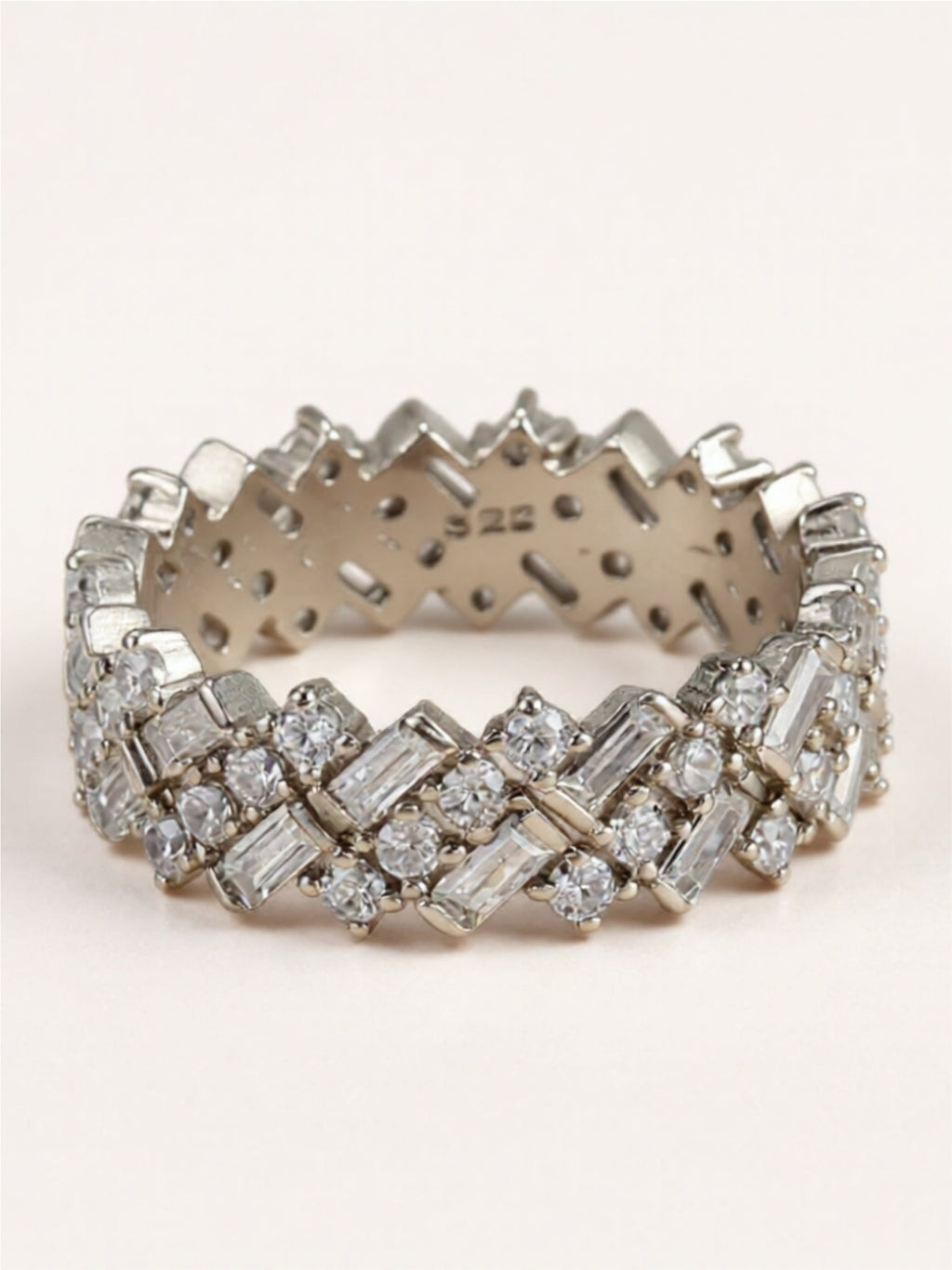 925 Sterling Silver Eternity Band Ring with Zircon Stones – Elegant Statement Jewelry