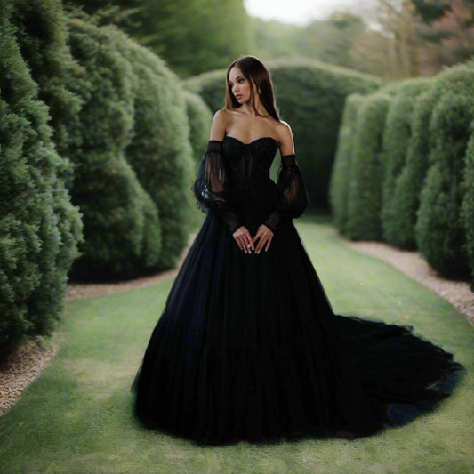 A Line Off The Shoulder Wedding Dress