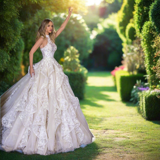 Embroidered Lace Wedding Gown
