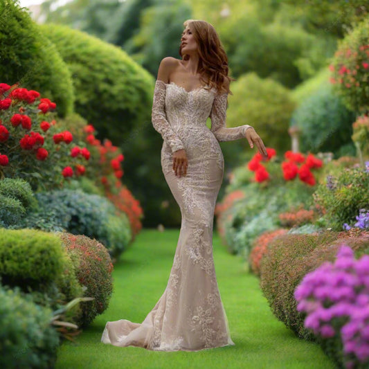 Off The Shoulder Mermaid Lace Wedding Dress