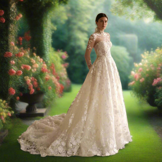 A-line Long Wedding Dress With Detachable Jacket