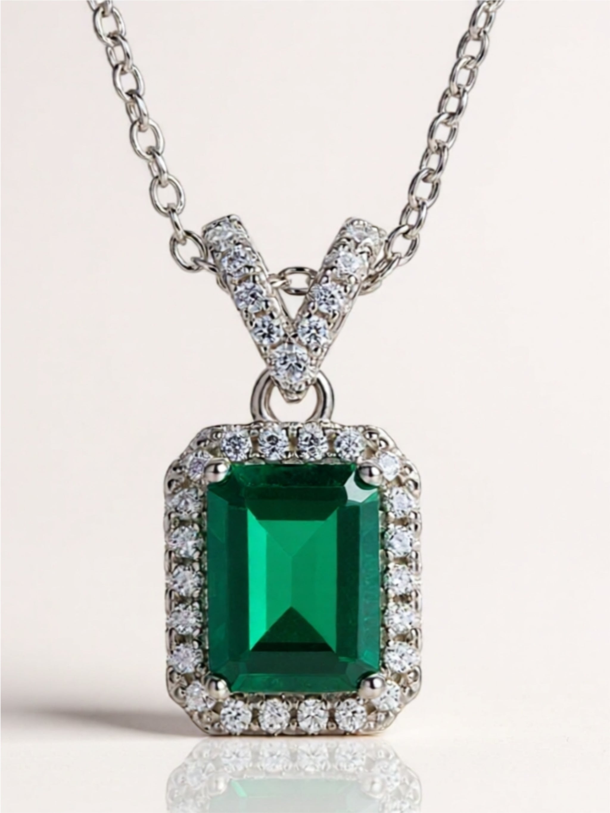 Emerald-Cut Emerald Pendant Necklace