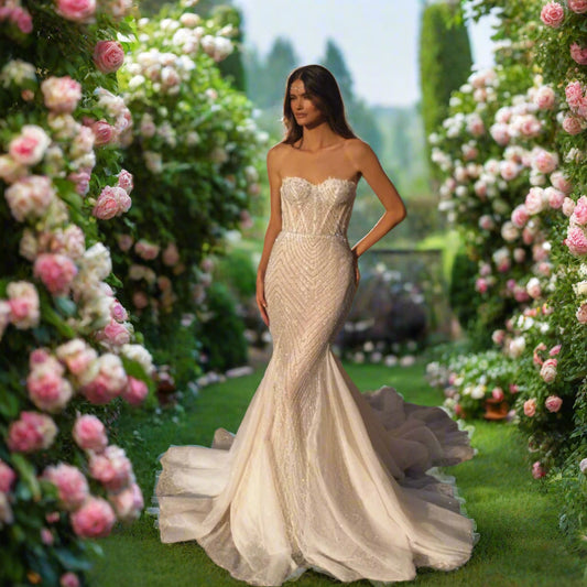 Sweetheart Neck Mermaid Beaded Wedding Dress