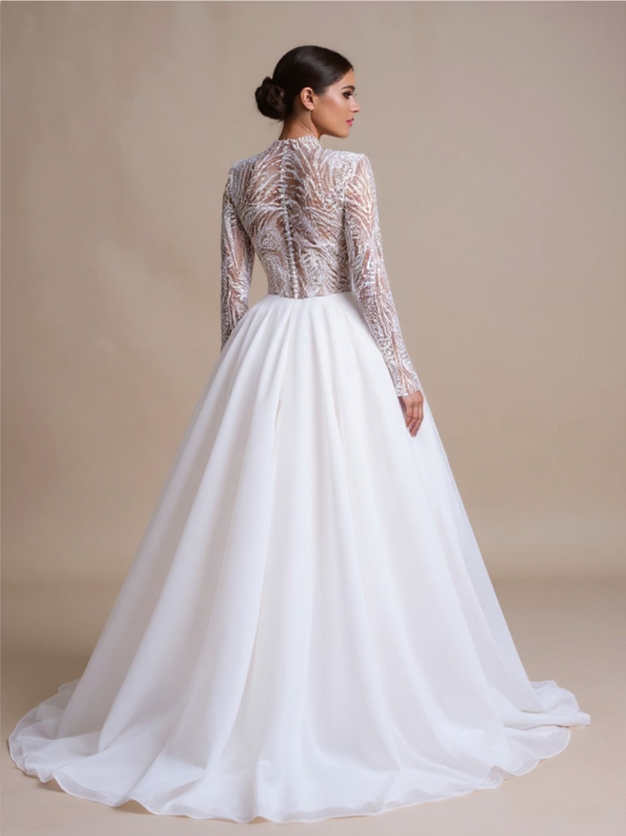 Beaded Long Sleeve Wedding Dress