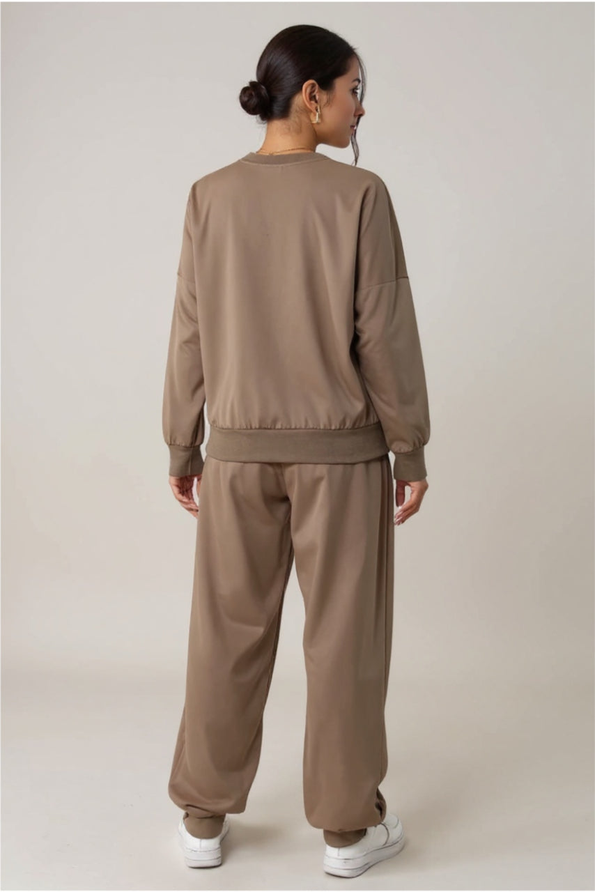 Round Neck Long Sleeve Top & Pants Set