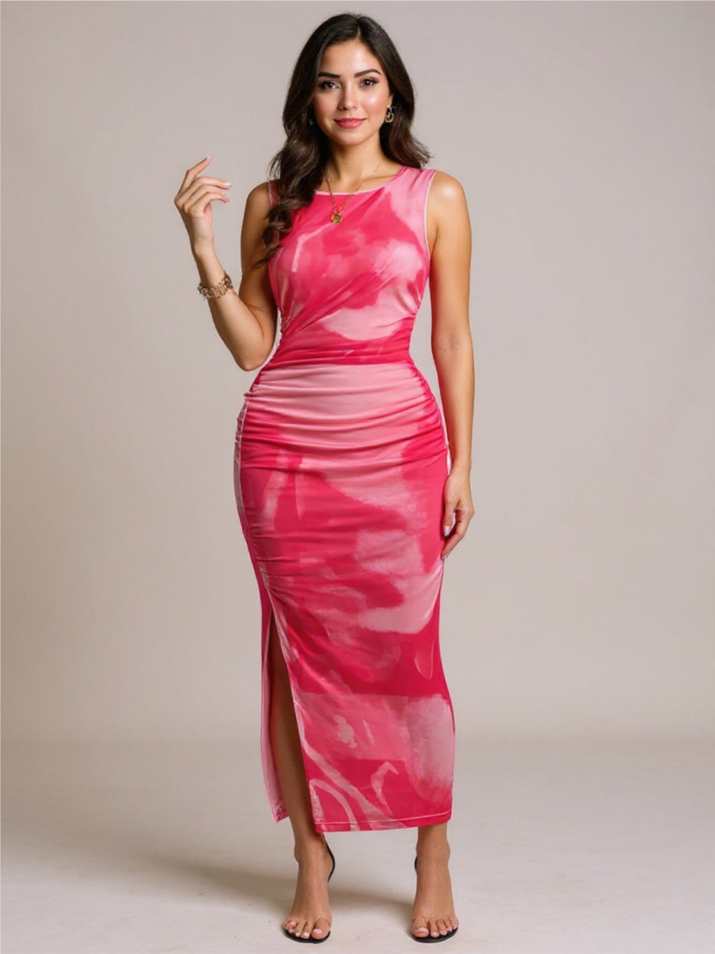 Slit Round Neck Midi Tank Dress