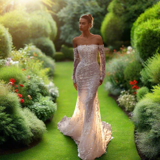 Strapless Lace Beaded Mermaid Wedding Dress