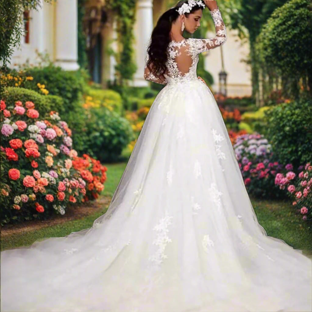 Beaded Long Sleeve Mermaid Wedding Dress