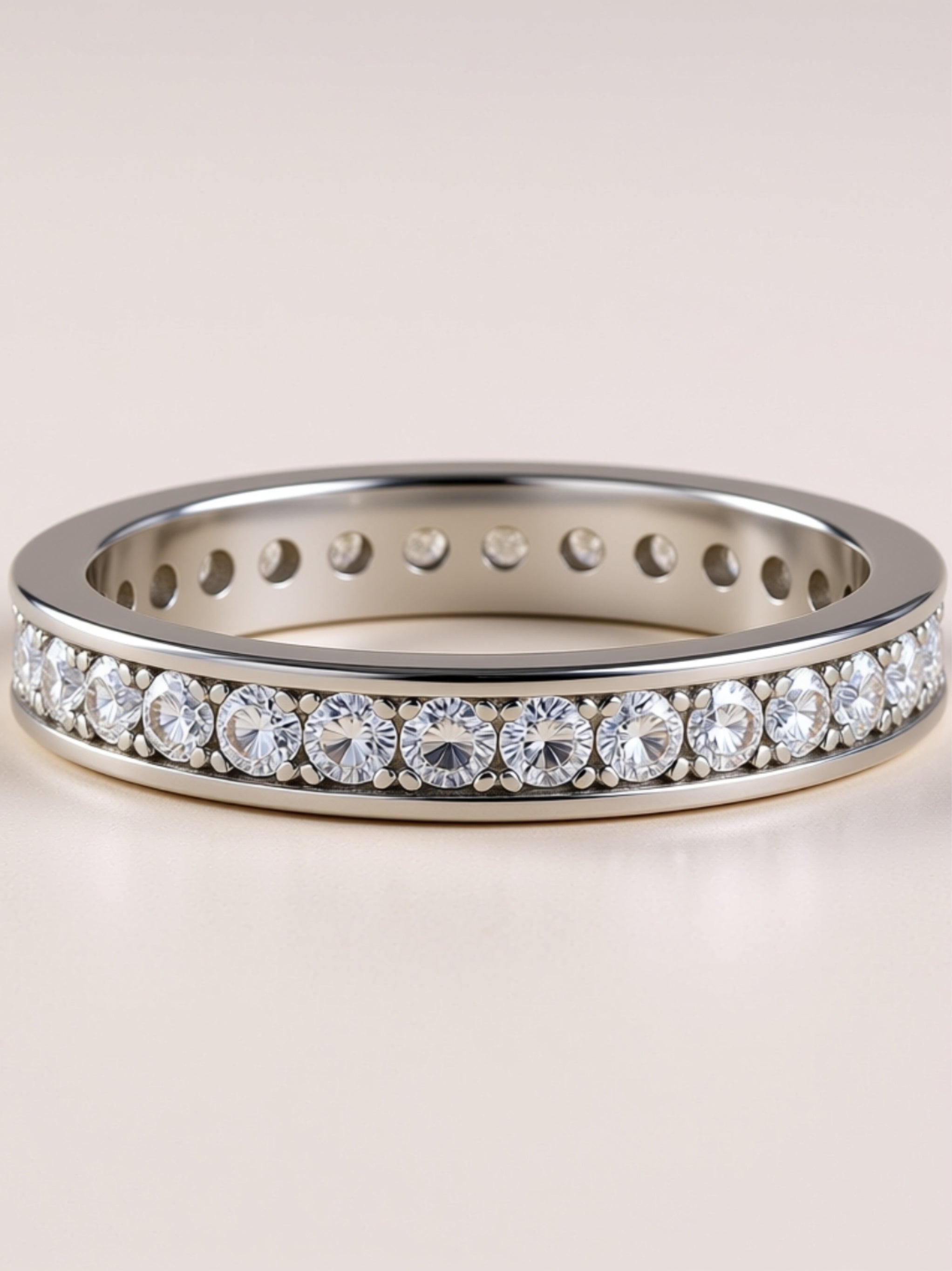 Moissanite Eternity Band in Platinum-Plated S925 Silver