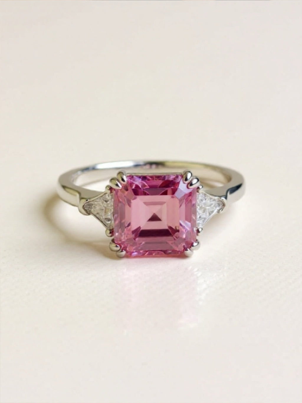3 Carat Pink Moissanite 925 Sterling Silver Ring