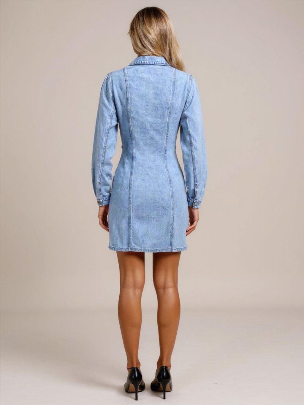 Long Sleeve Button Up Denim Dress