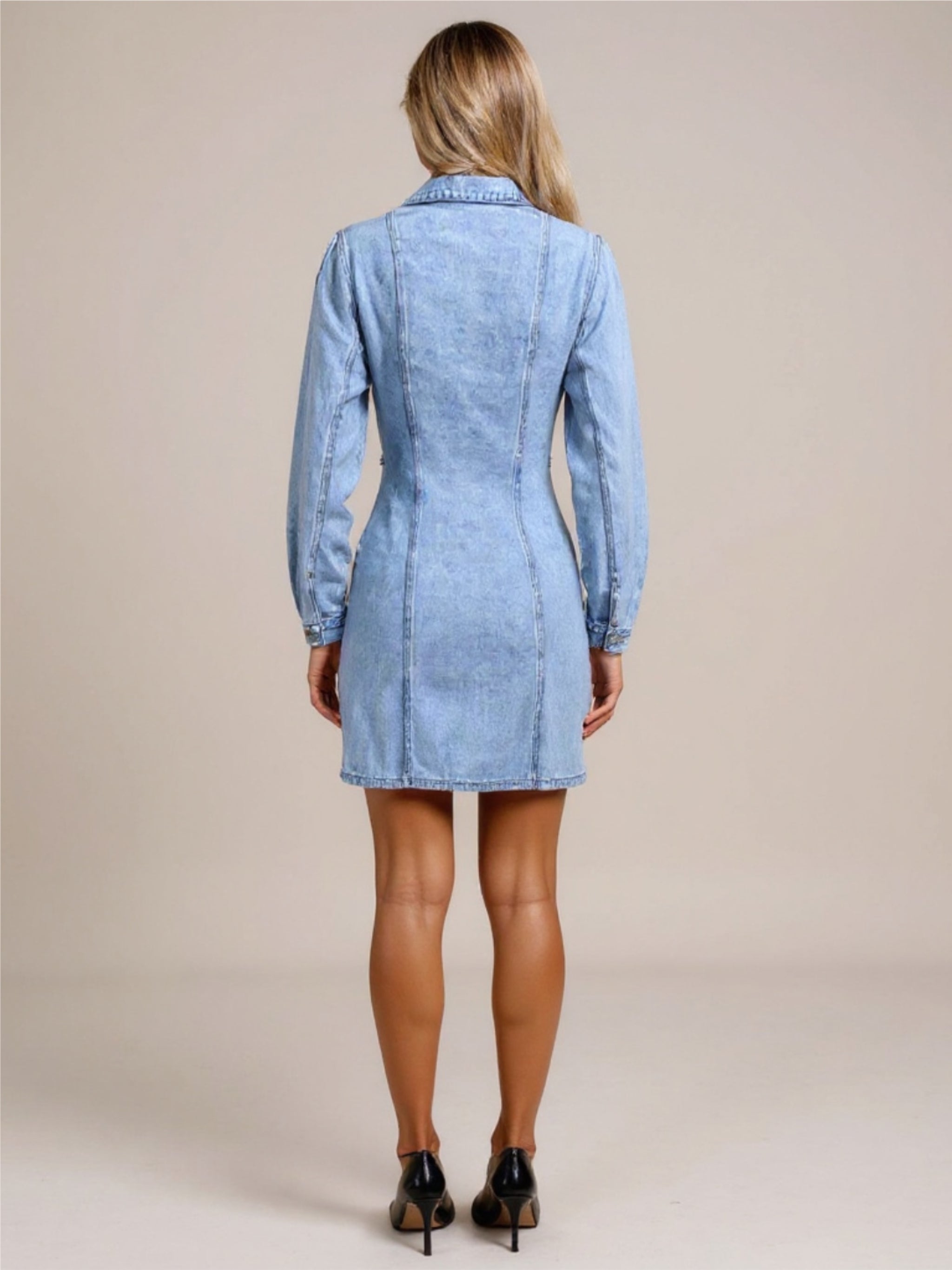 Long Sleeve Button Up Denim Dress