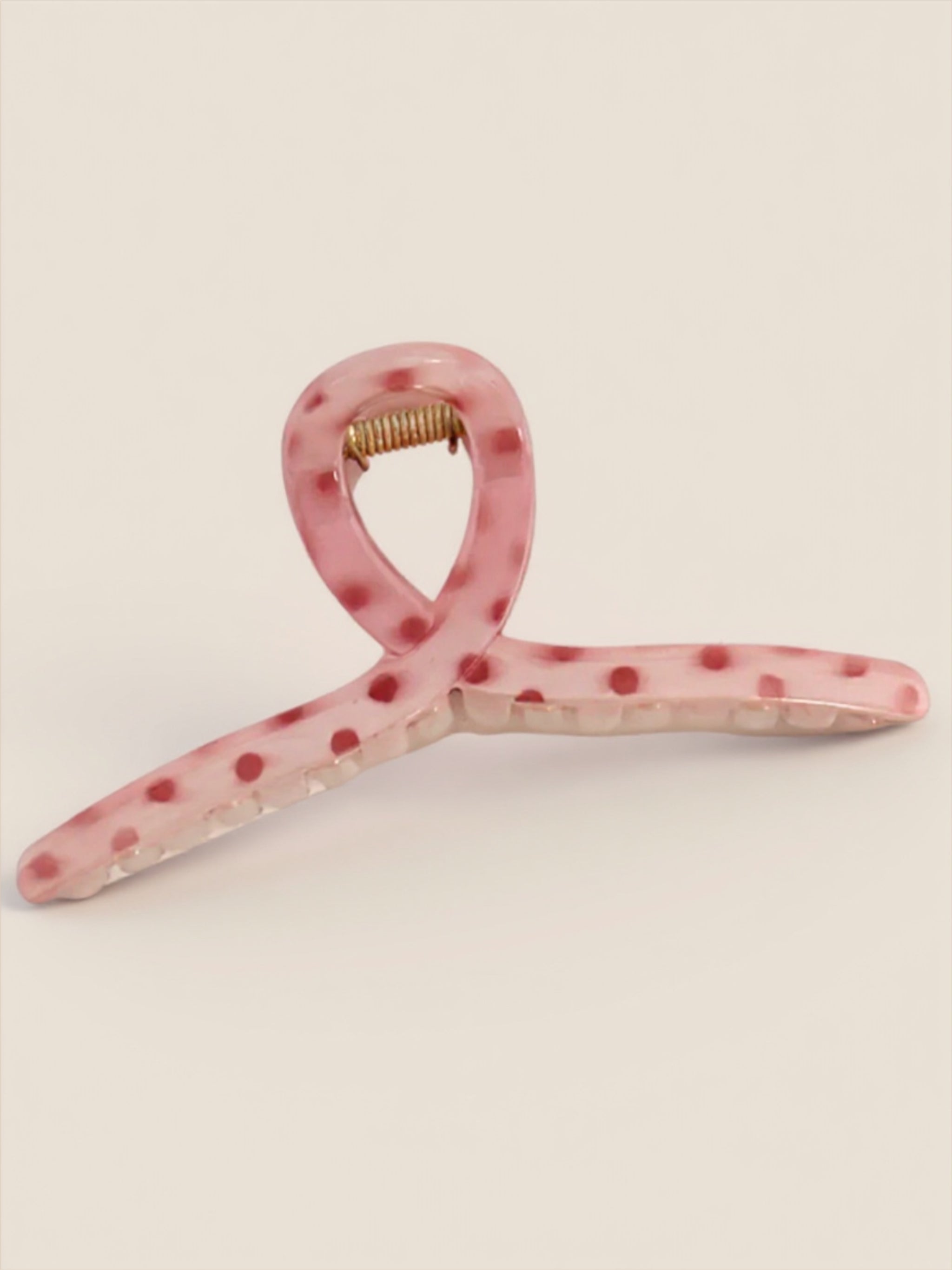 Pink Polka Dot Hair Claw Clip