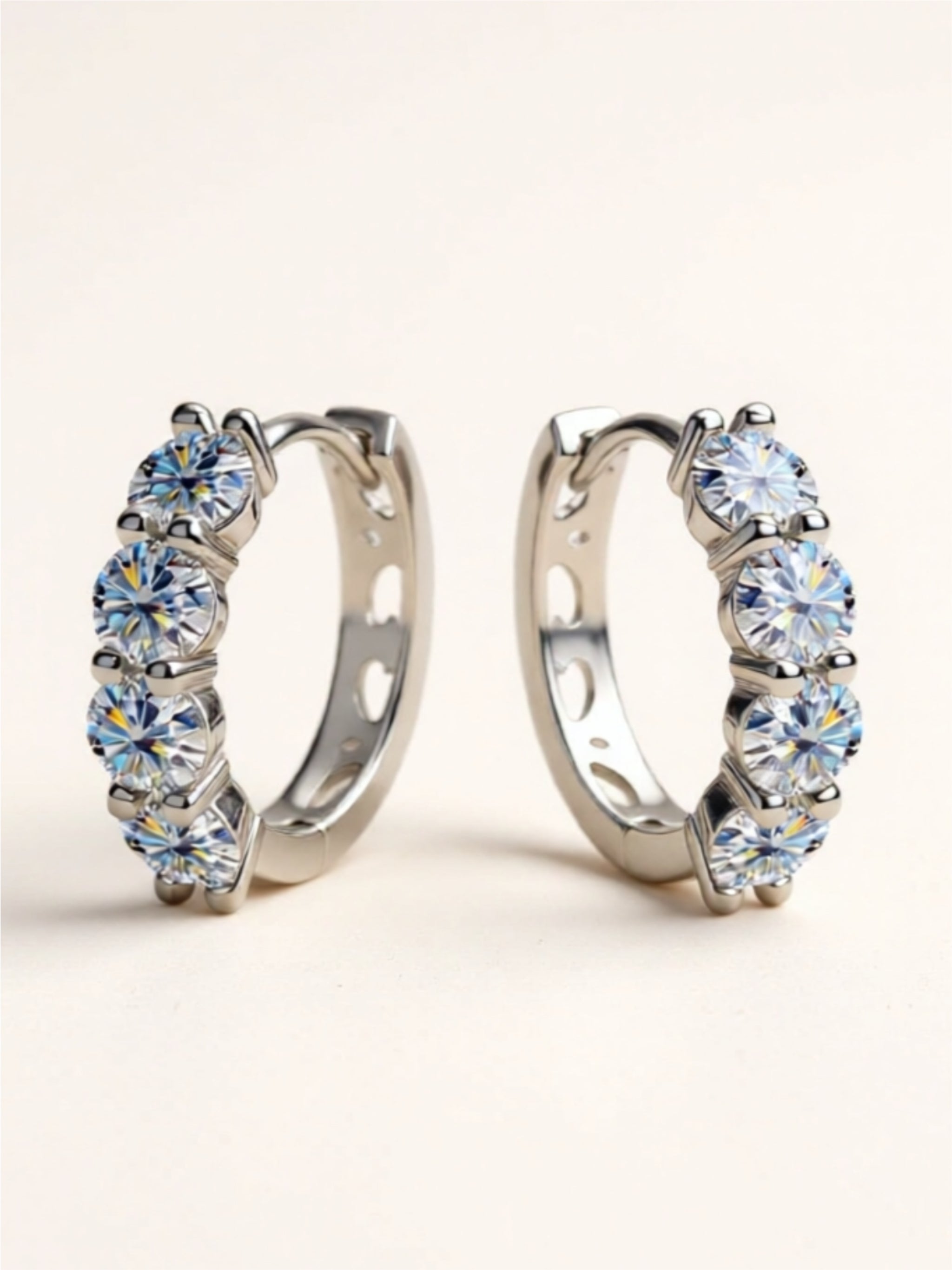 2.4 Carat Moissanite Huggie Earrings 925 Sterling Silver