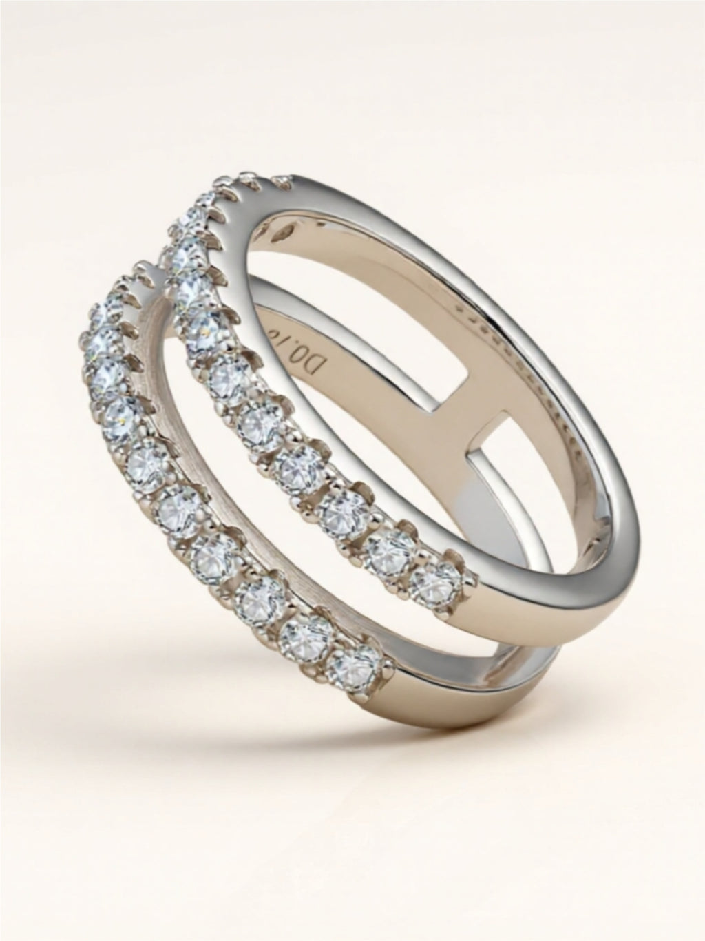 925 Sterling Silver Moissanite Double Layered Ring