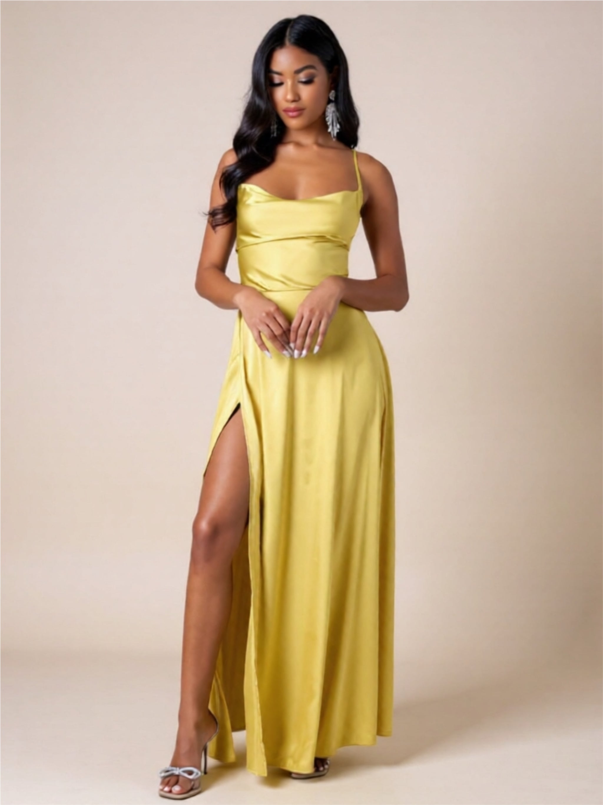 Sexy Spaghetti Strap Maxi Dress – High Slit Evening Gown