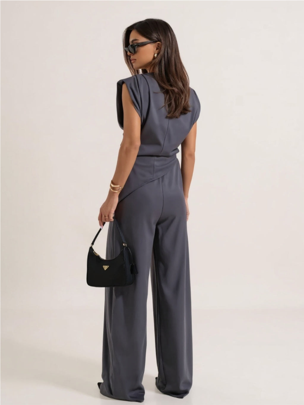 Slit Ruched Top & Wide Leg Pants Set