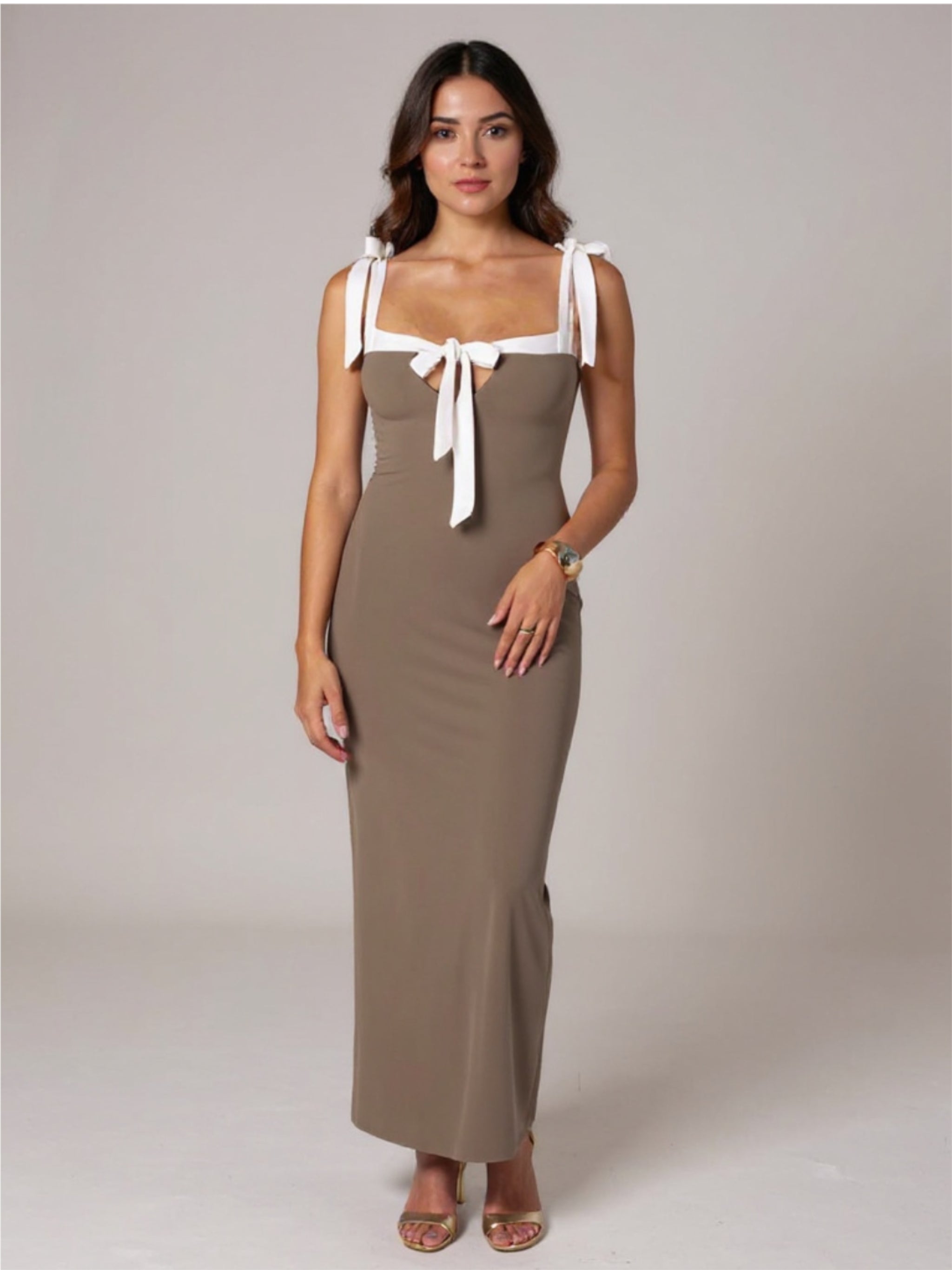 Maxi Dress with Bow Accents