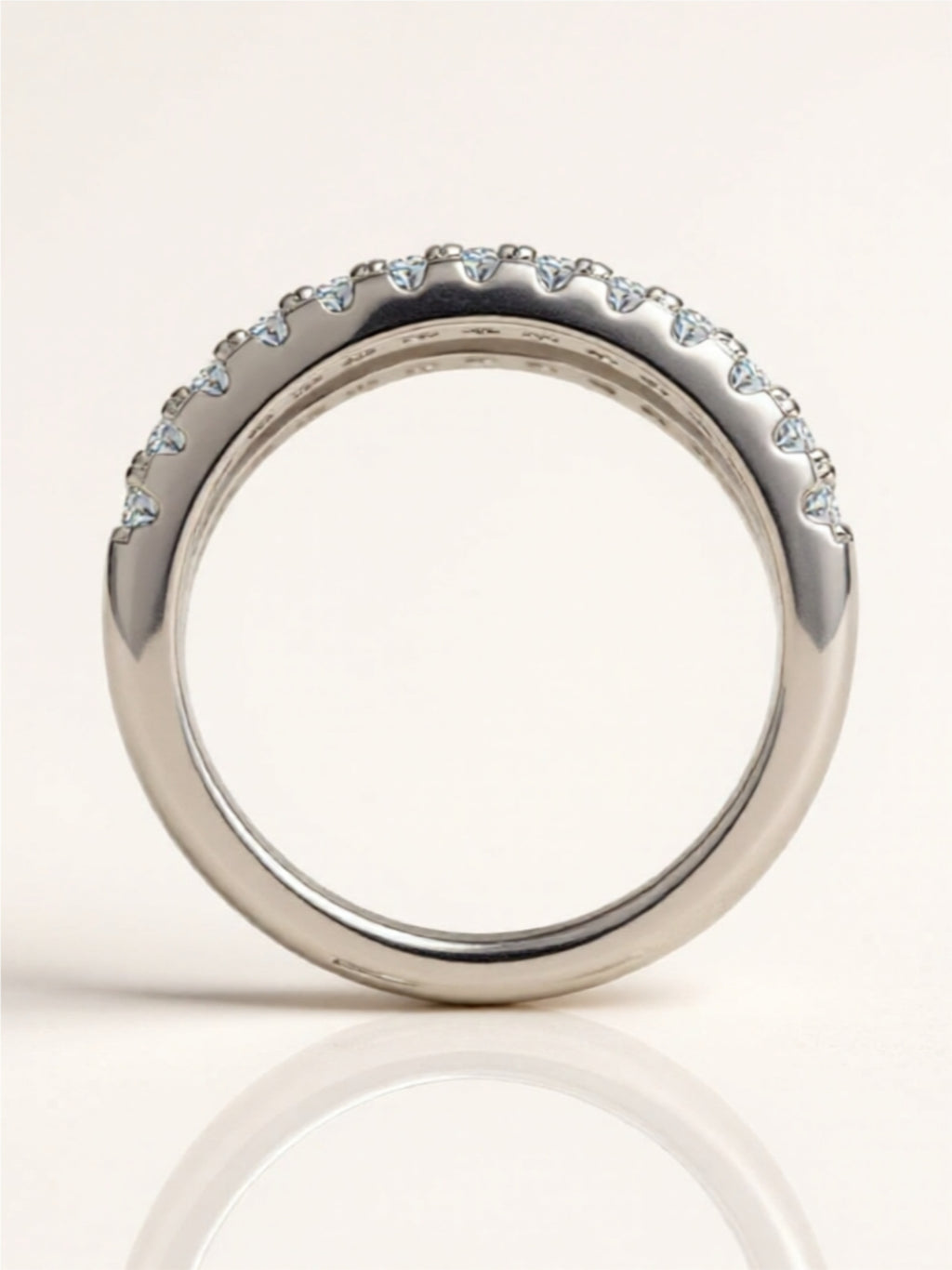 925 Sterling Silver Moissanite Double Layered Ring