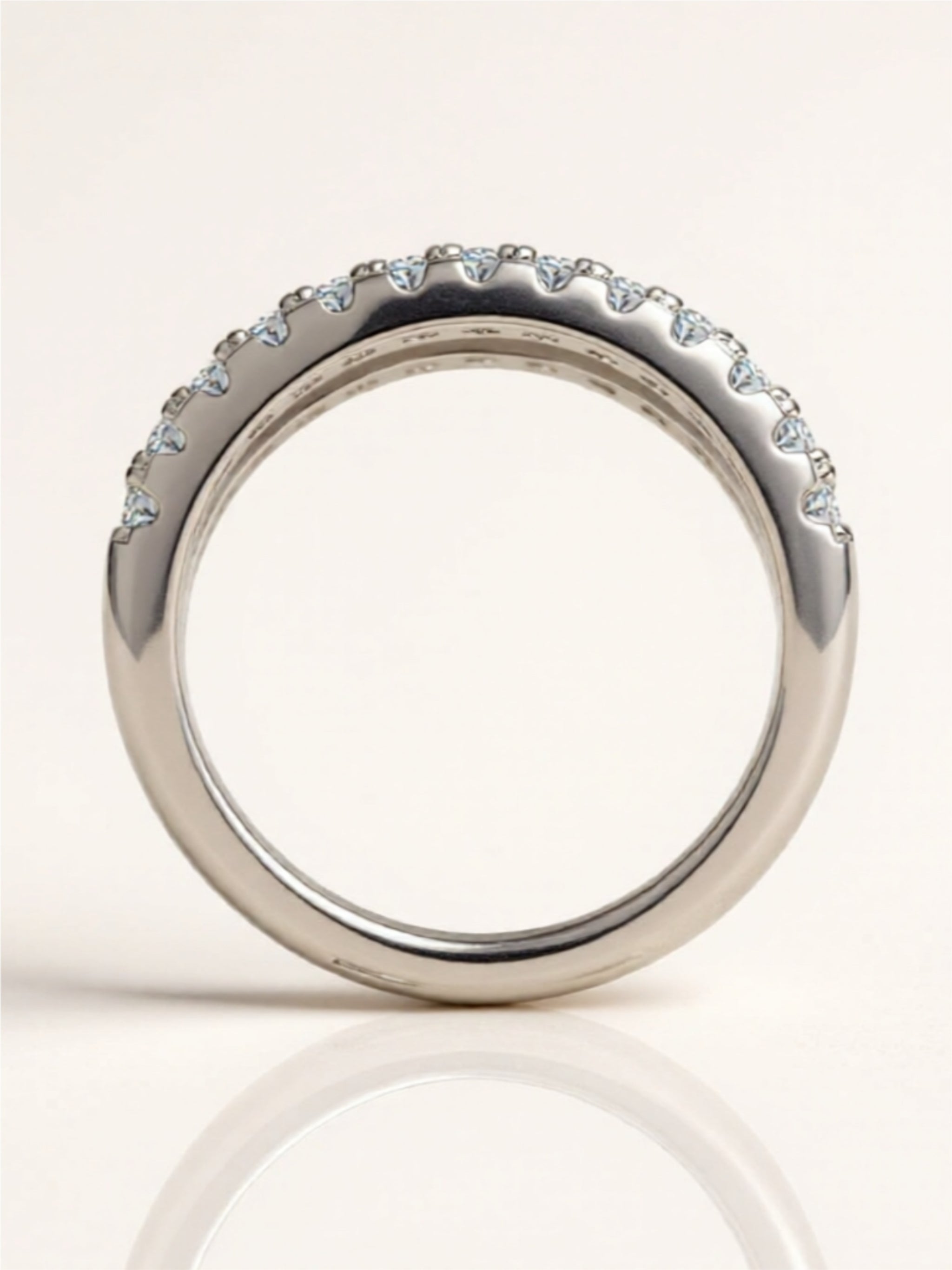 925 Sterling Silver Moissanite Double Layered Ring