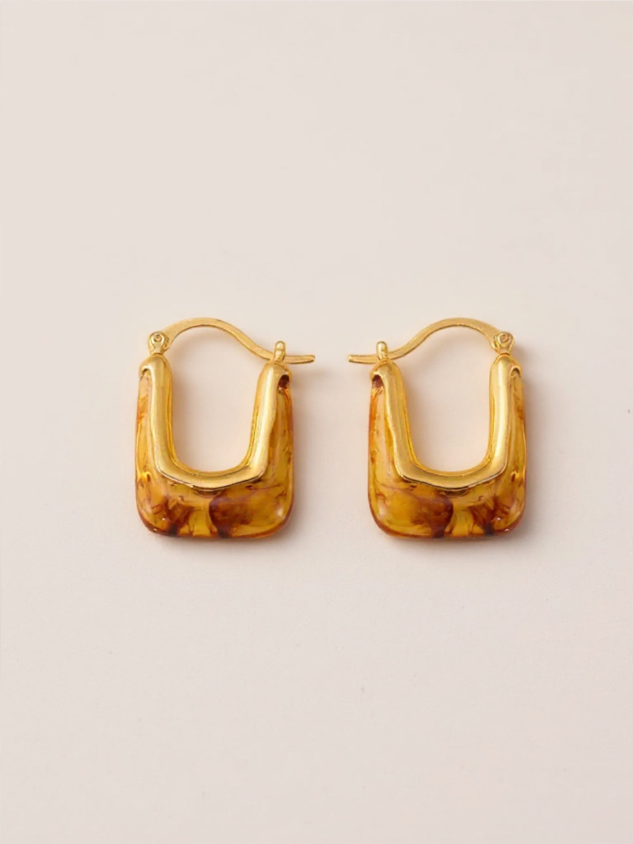 Resin Copper U Shape Earrings