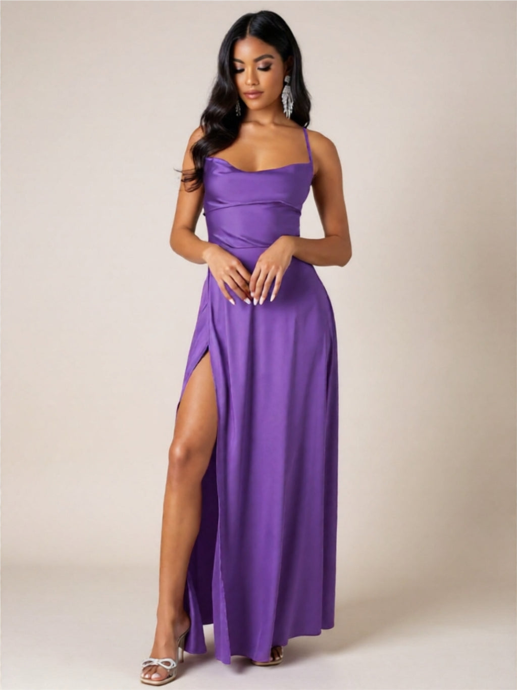 Sexy Spaghetti Strap Maxi Dress – High Slit Evening Gown