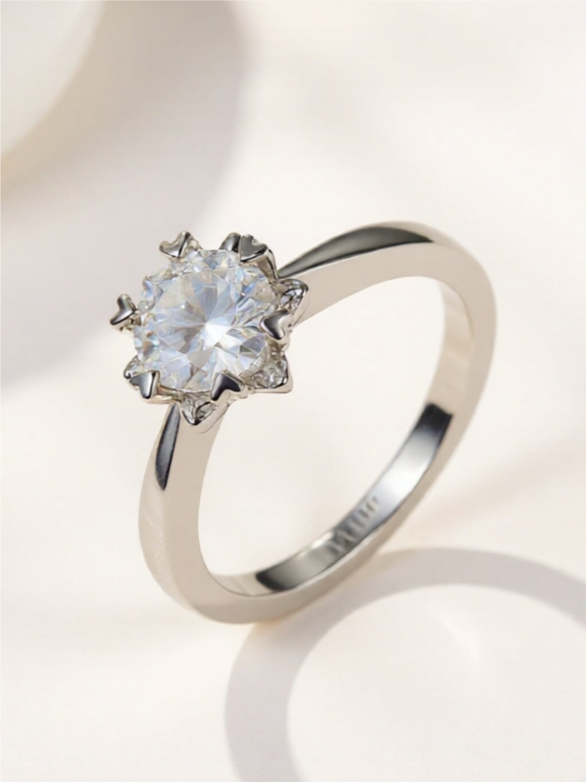 925 Sterling Silver Solitaire Moissanite Ring