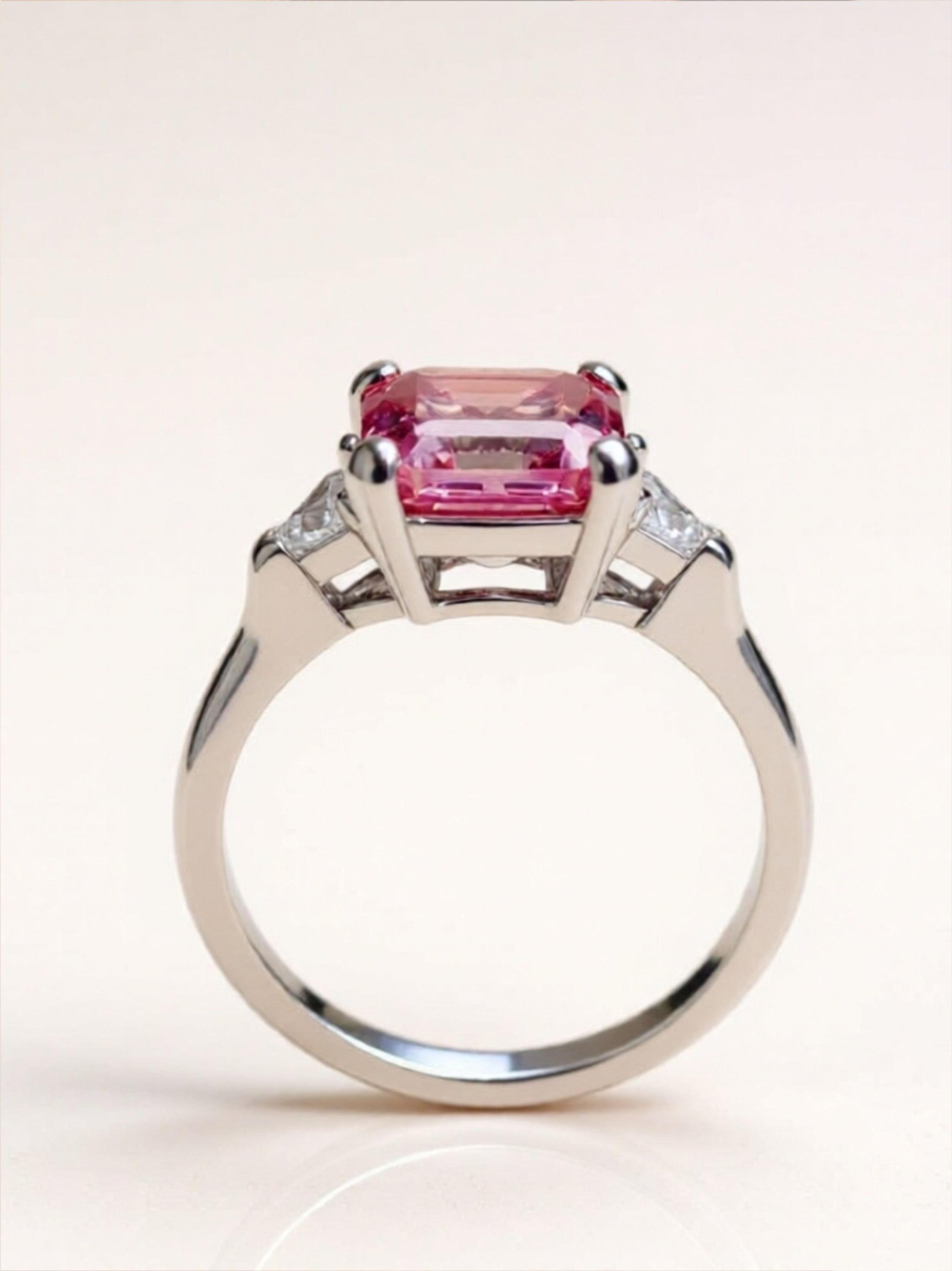 3 Carat Pink Moissanite 925 Sterling Silver Ring